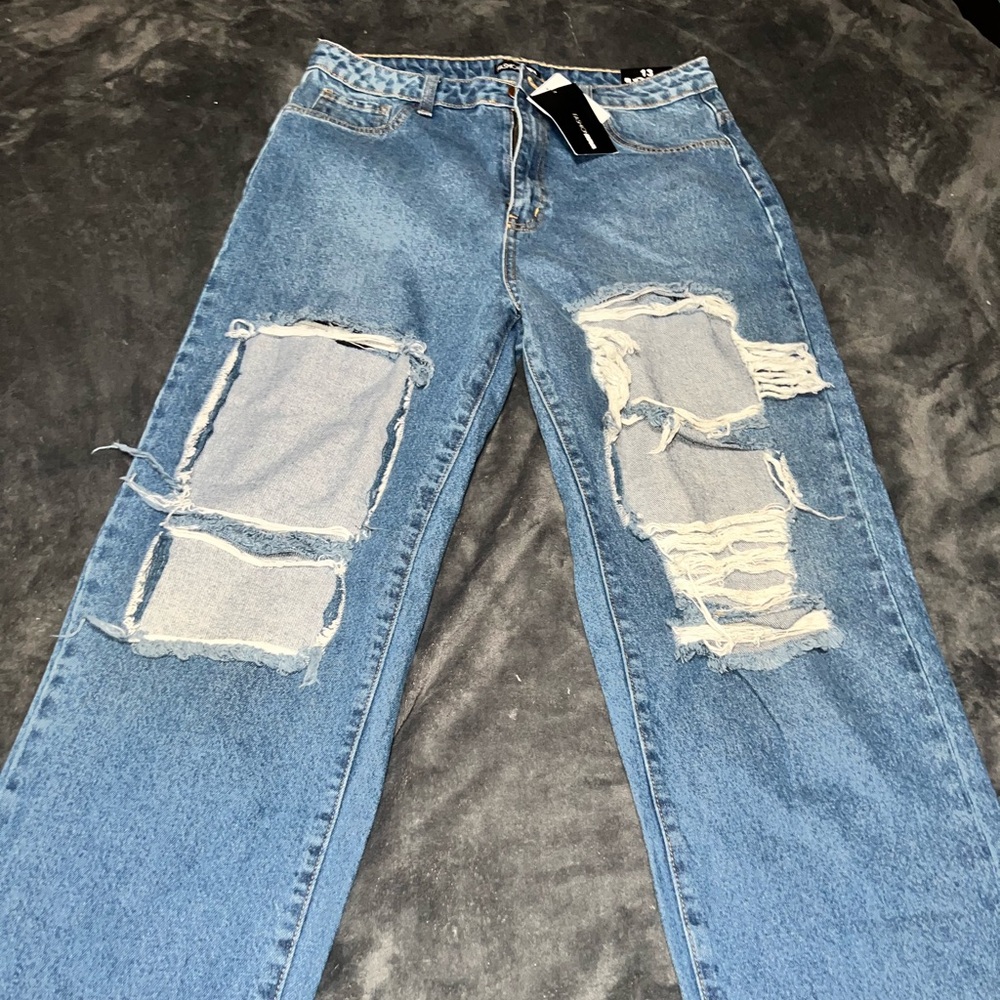Distressed Denim Blue Jeans Size 13